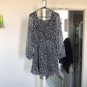 Black ruffle sleeved dress